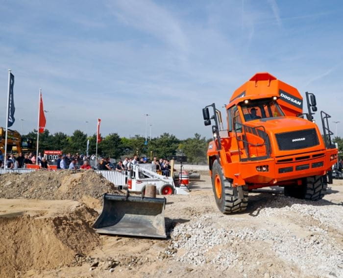 Photo of an open-air worksite at the INTERMAT construction and building event