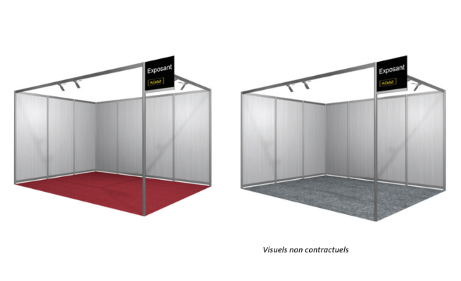 Stands basiques avec moquette rouge ou moquette grise