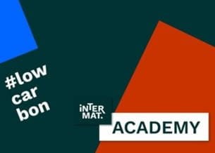 Infographie avec le logo de l'académie INTERMAT et formes géométriques types d'INTERMAT